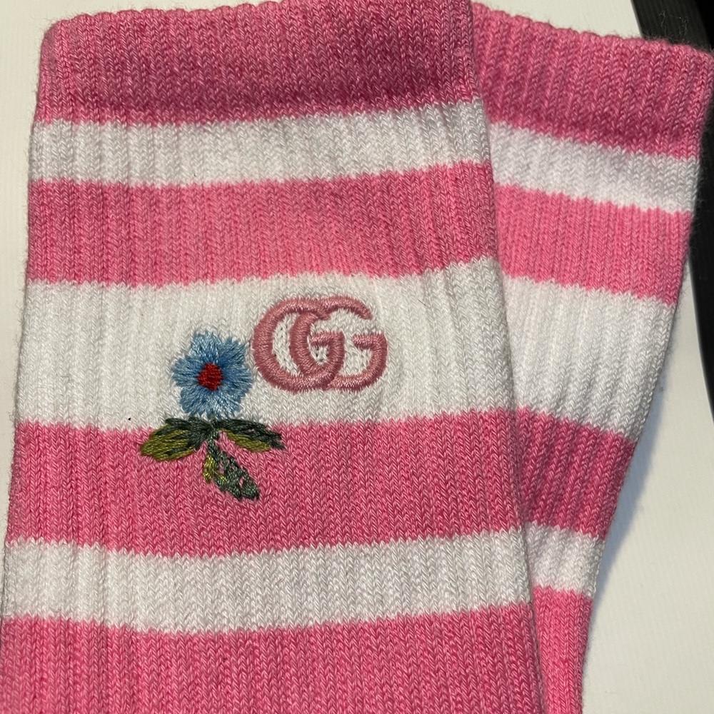 Pink Embroidered Gucci Socks NWT